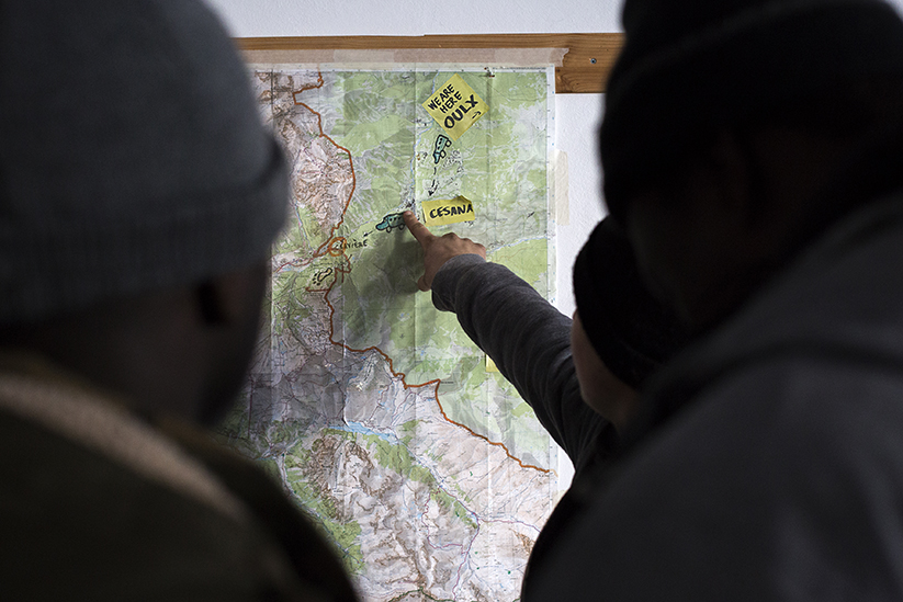 la carte affichée dans le refuge italien