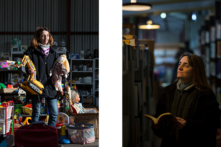 Patricia, 55 ans, et Marie-France, 47 ans, travaillent à la ressourcerie. La première s'occupe de l'activité "Brocante", la seconde est en charge du secteur "Livres et collections".