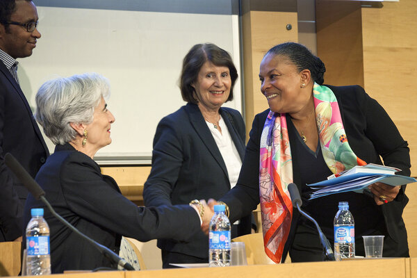 2015. Avec Christiane Taubira, lors d'une conférence à Sciences-Po à l'initiative du Collectif Ensemble contre la traite des êtres humains.