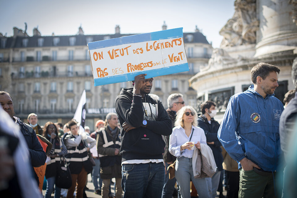 Mobilisation à Paris pour le droit au logement.